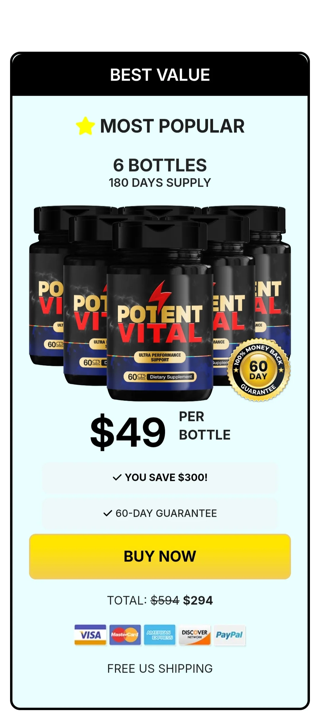 PotentVital™ 6 bottles pricing